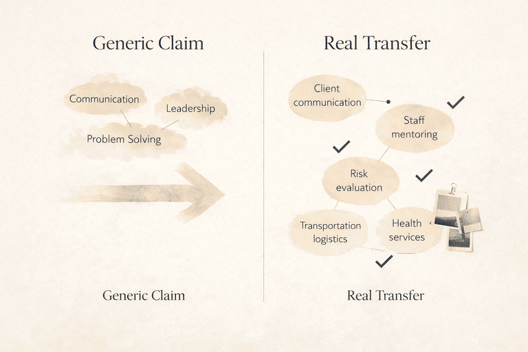 Editorial comparison of vague transferable-skills claims and a more grounded task-level transfer model