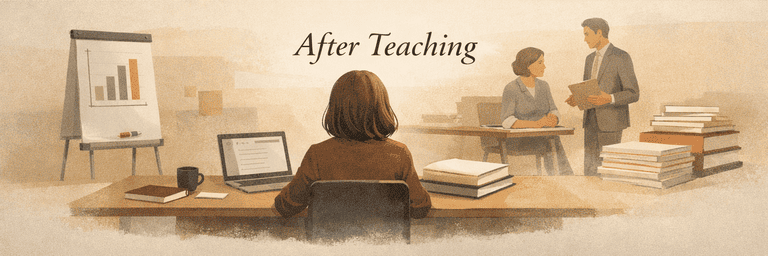 Editorial scene showing role clarity after teaching across learning, training, and design paths