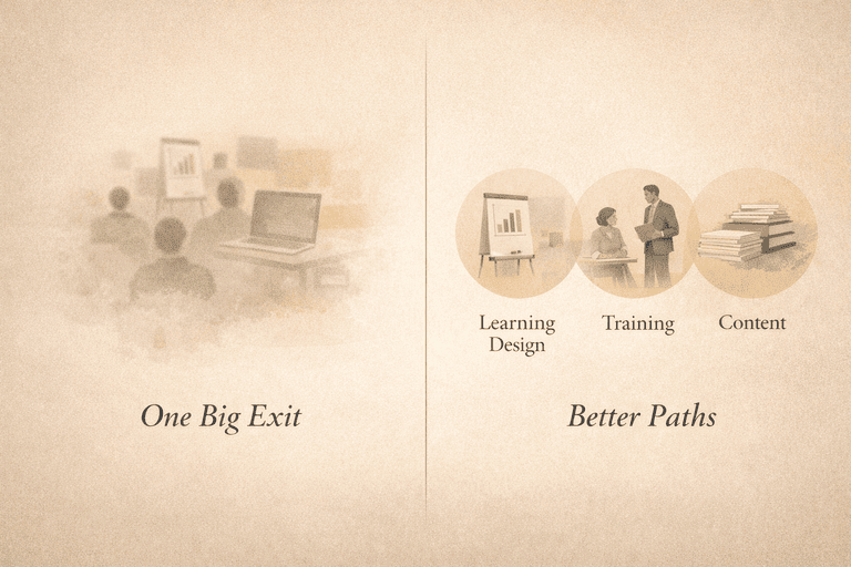 Editorial comparison of one vague post-teaching exit and a clearer split into adjacent paths