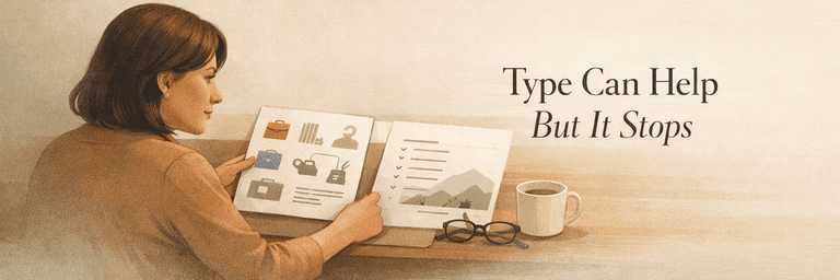 Editorial scene showing a move from personality labels toward a broader and more grounded career-fit view