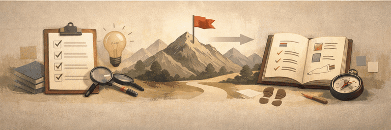 Editorial scene showing clarity emerging from a grounded career-test comparison