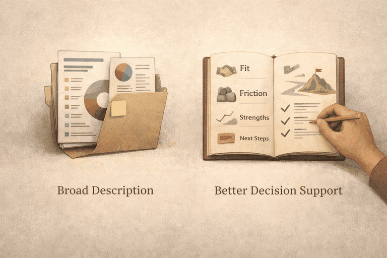 Editorial comparison of broad career-test outputs versus decision-useful career guidance