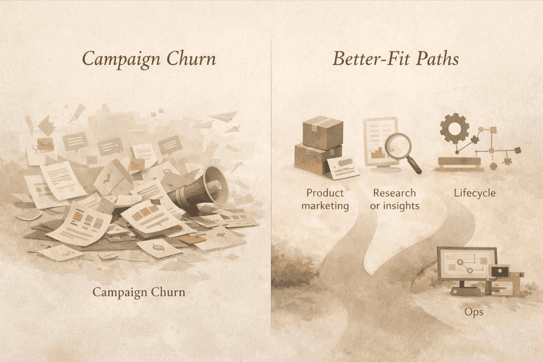 Editorial comparison between campaign churn and broader better-fit adjacent marketing paths