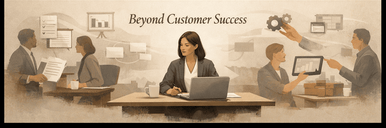 Editorial scene showing customer-success strengths redirected into clearer adjacent roles