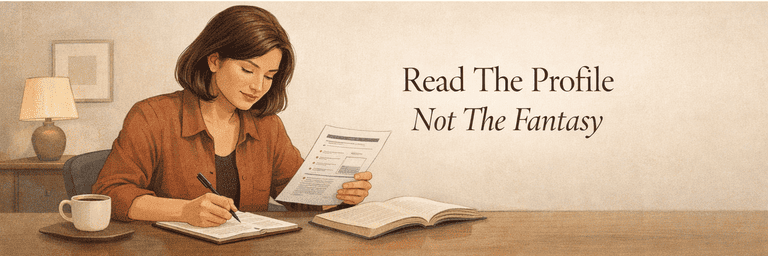 Editorial scene showing occupational data interpreted with calmer, more grounded judgment