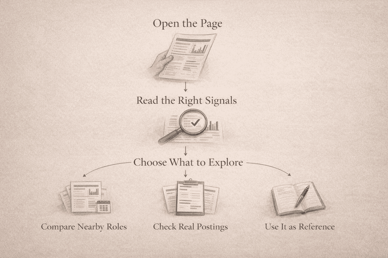 Editorial decision flow from opening a profile to reading the right signals and choosing what to explore