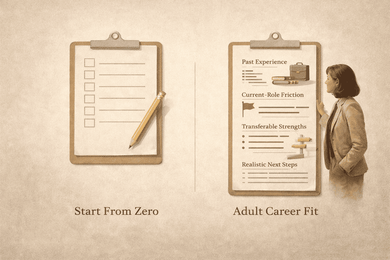 Editorial comparison of generic early-stage career tests and adult-oriented career-fit diagnosis